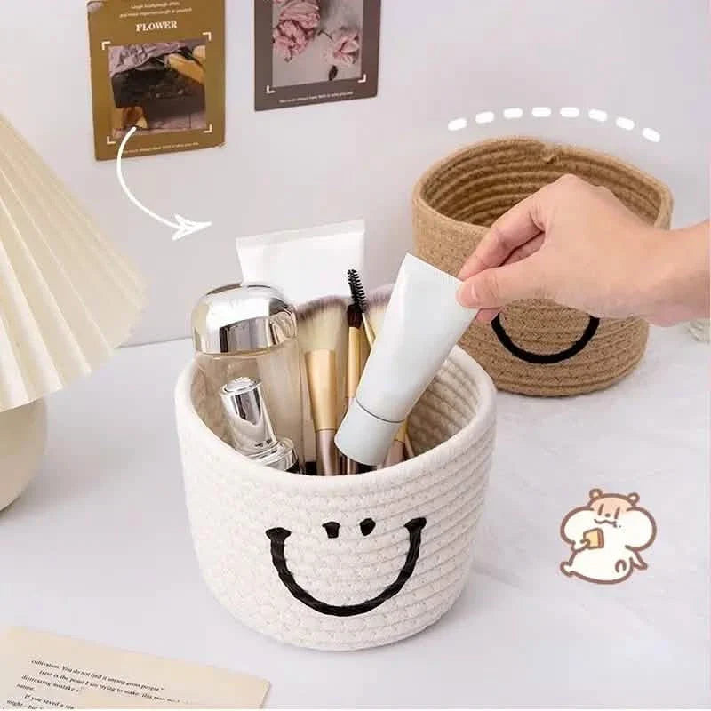 Happy Face Woven Storage Basket DailySale