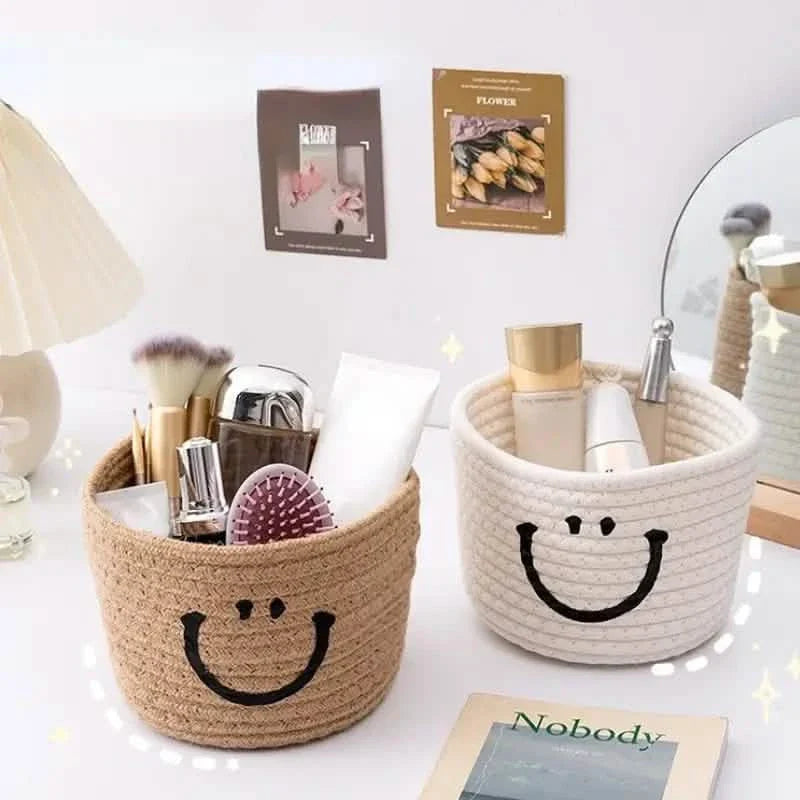 Happy Face Woven Storage Basket DailySale