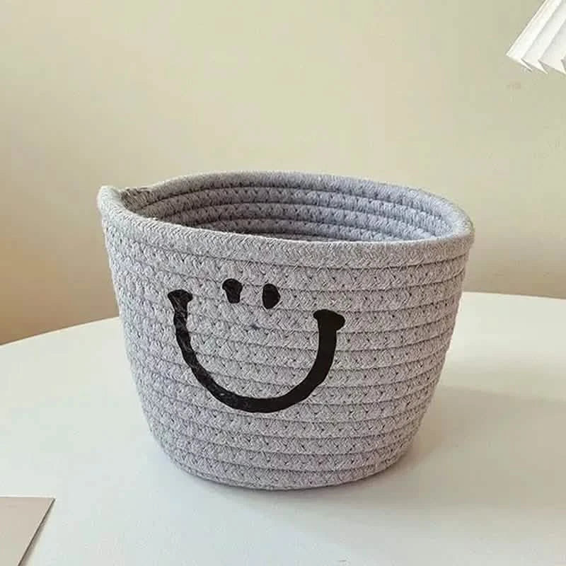 Happy Face Woven Storage Basket DailySale