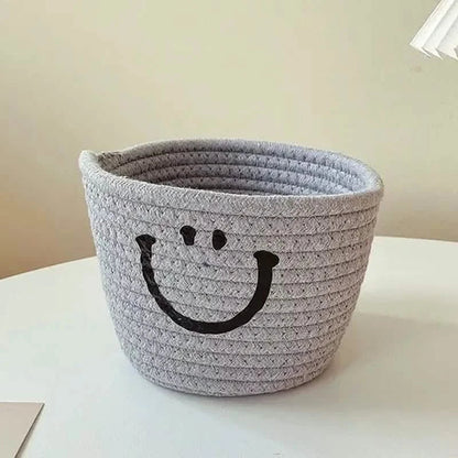 Happy Face Woven Storage Basket DailySale