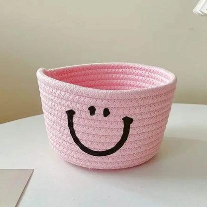 Happy Face Woven Storage Basket DailySale