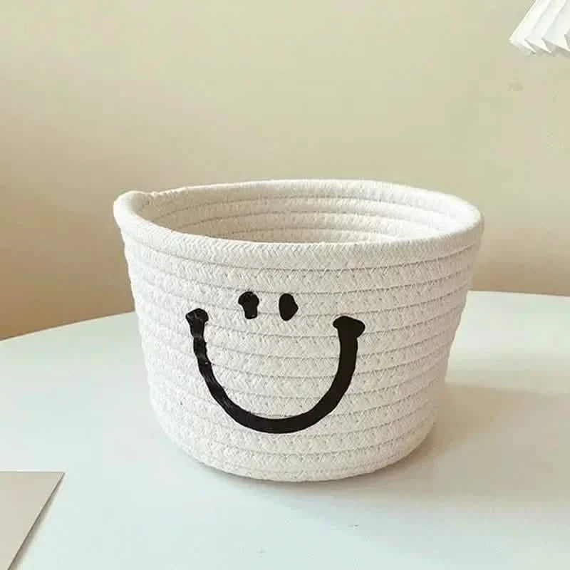 Happy Face Woven Storage Basket DailySale