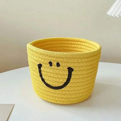 Happy Face Woven Storage Basket DailySale