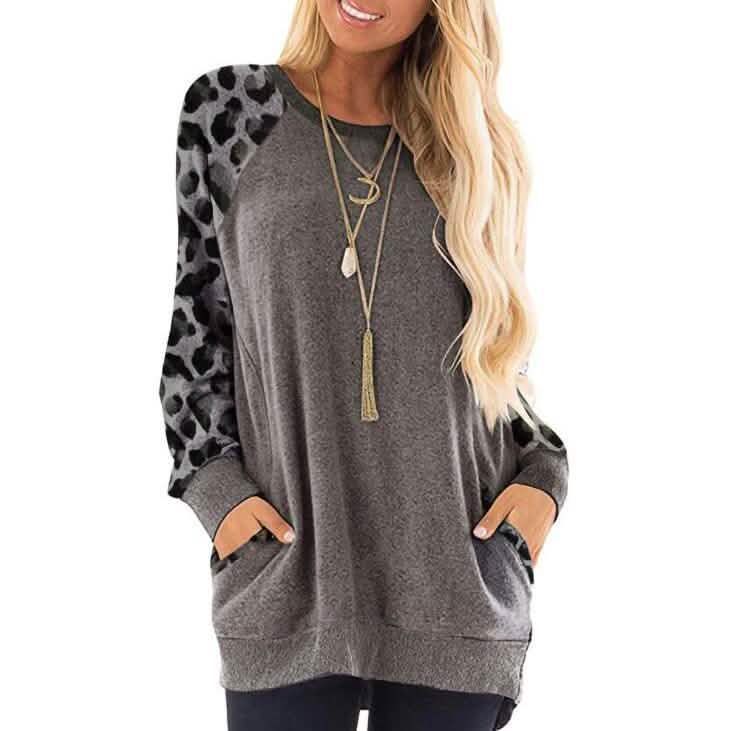 Haute Edition Women's Ultra Soft Long Sleeve Pullover Sweatshirt Leopard Design DailySale