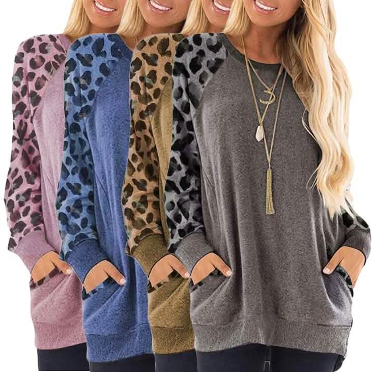 Haute Edition Women's Ultra Soft Long Sleeve Pullover Sweatshirt Leopard Design DailySale