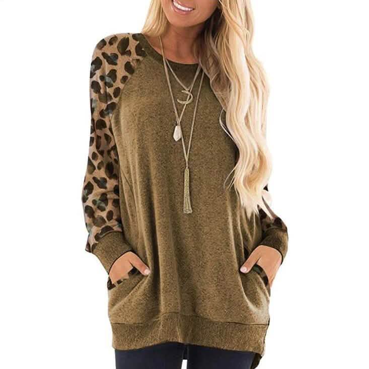 Haute Edition Women's Ultra Soft Long Sleeve Pullover Sweatshirt Leopard Design DailySale