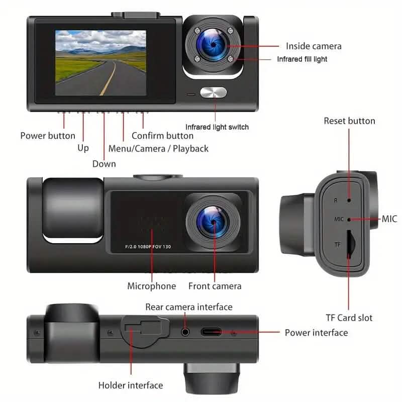 HD 1080P Car Dual Camera with IR Night Vision Loop Recording 2" IPS Screen DailySale