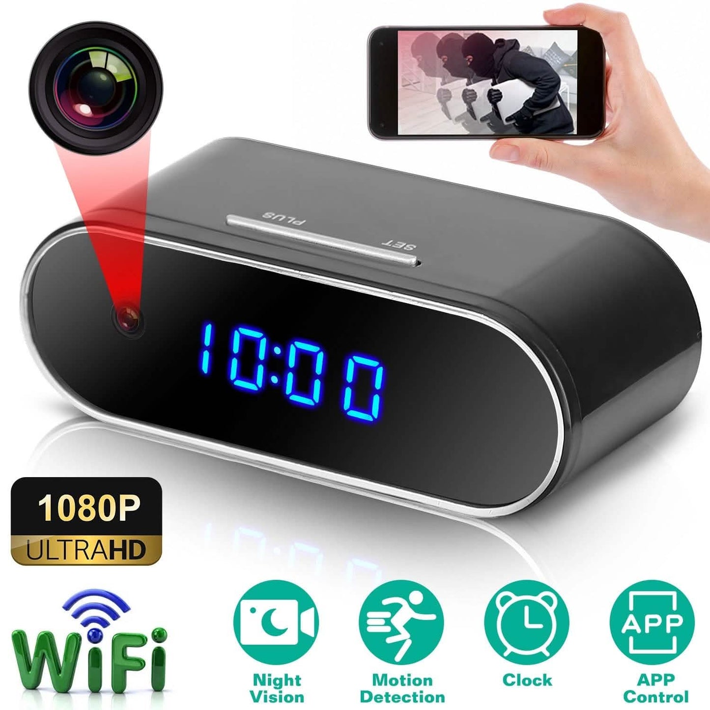 HD 1080P Wi-Fi Alarm Clock Camera DailySale