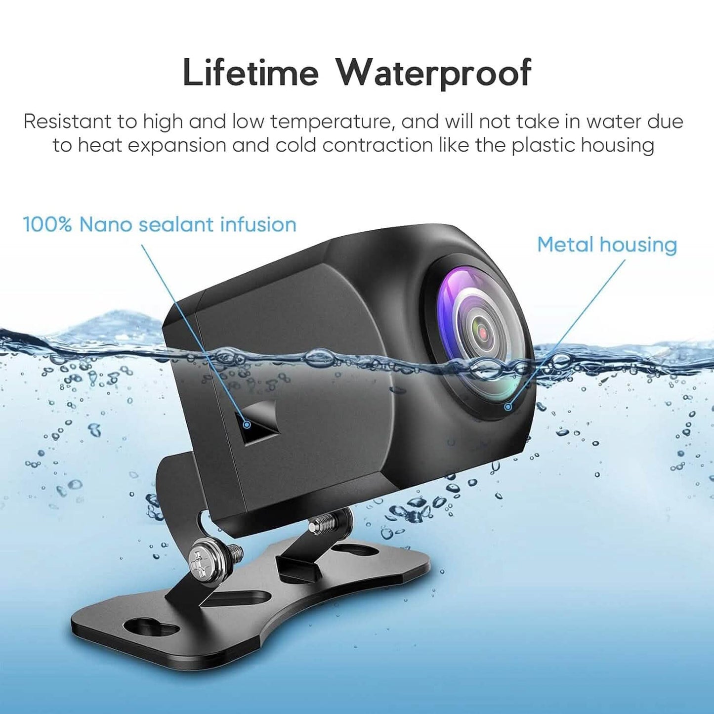 HD Backup Camera, Metal Housing 170 Degree Wide View Angle License Plate Rear View Camera  (Refurbished) DailySale