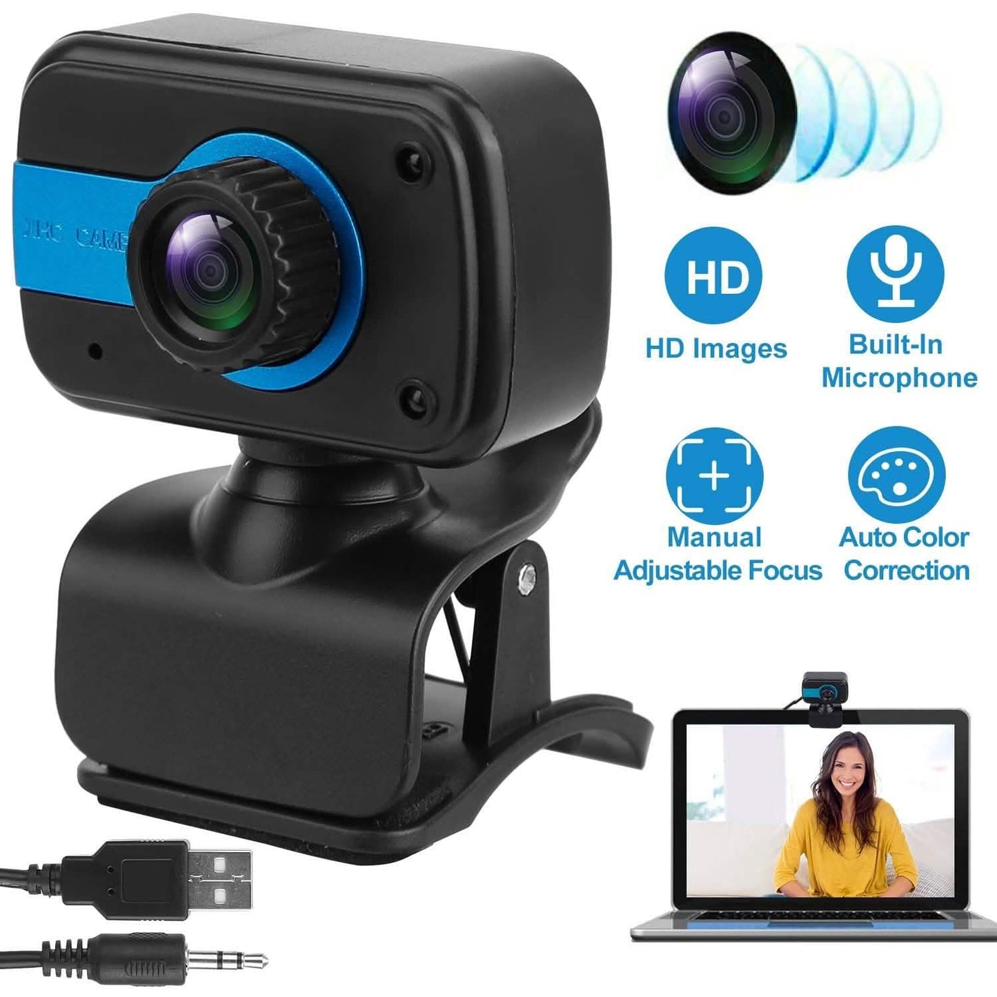 HD Webcam USB PC with Microphone Rotatable Clip DailySale