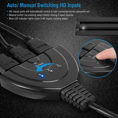 HDMI 1080P 3-in-1 Output HDTV Switch Splitter DailySale