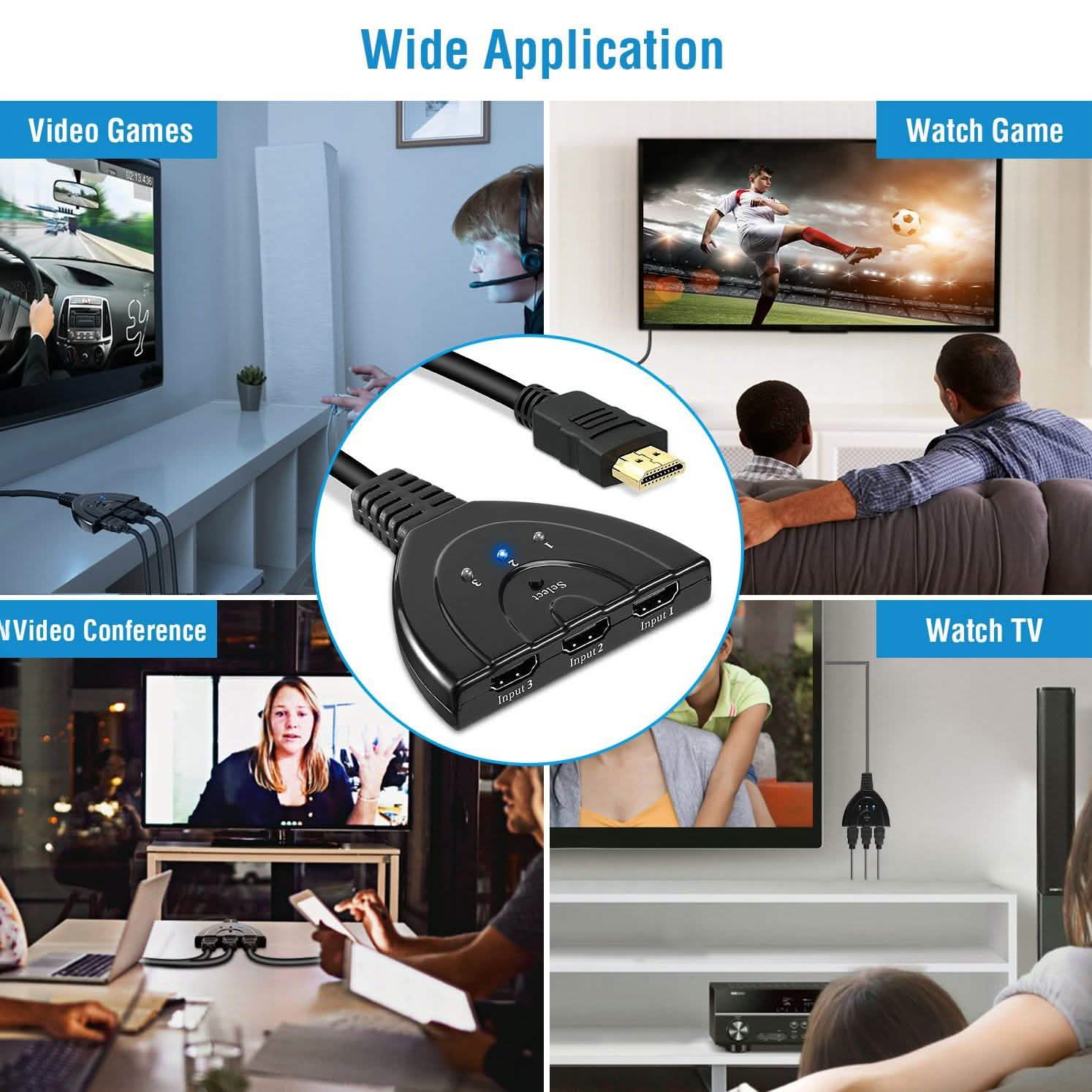 HDMI 1080P 3-in-1 Output HDTV Switch Splitter DailySale