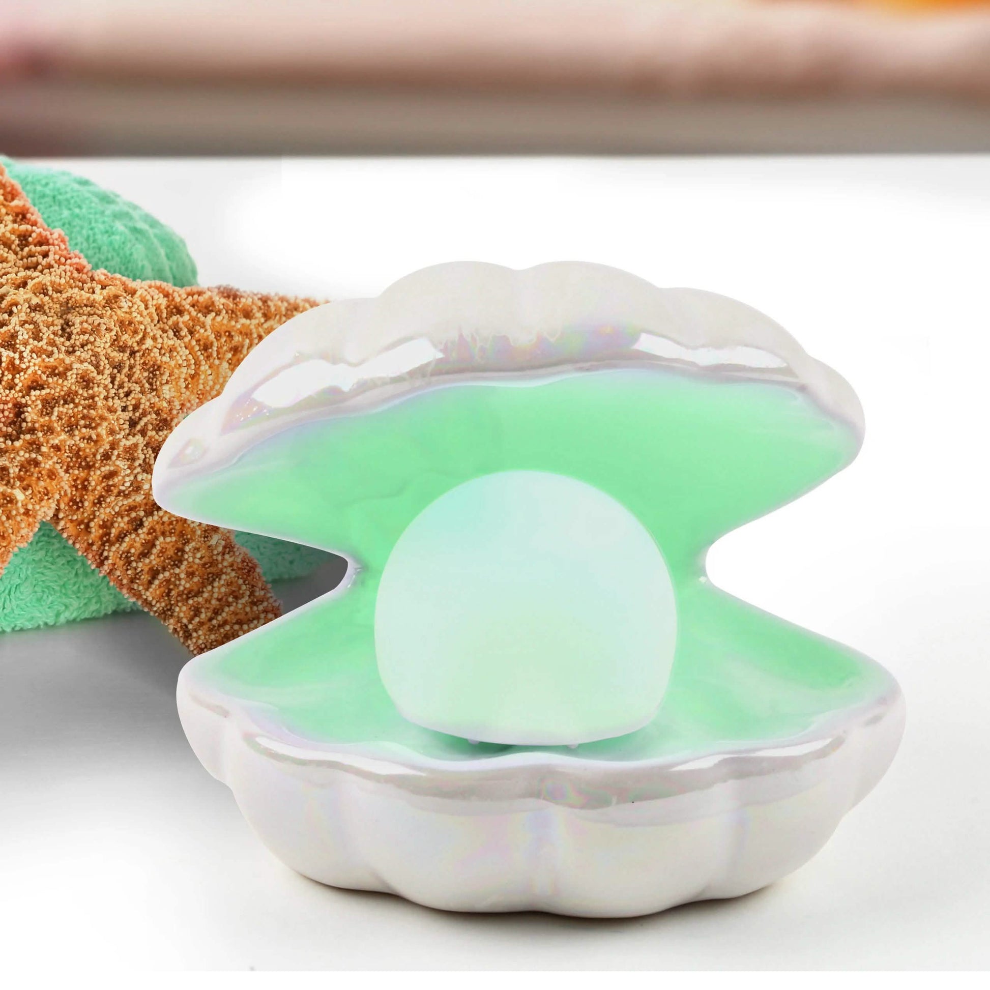 Heart and Haven Pearl in Shell Color-Changing LED Light Ceramic Lamp Decor DailySale
