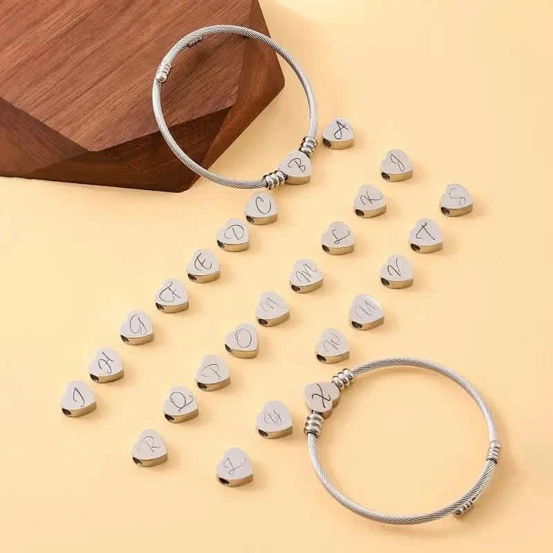 Heart Cable Initial Bracelet Hypoallergenic and Adjustable DailySale