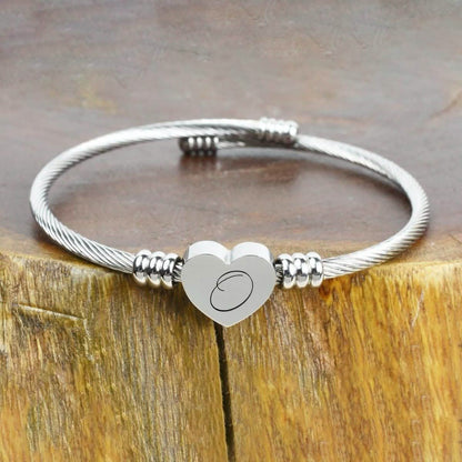 Heart Cable Initial Bracelet Hypoallergenic and Adjustable DailySale