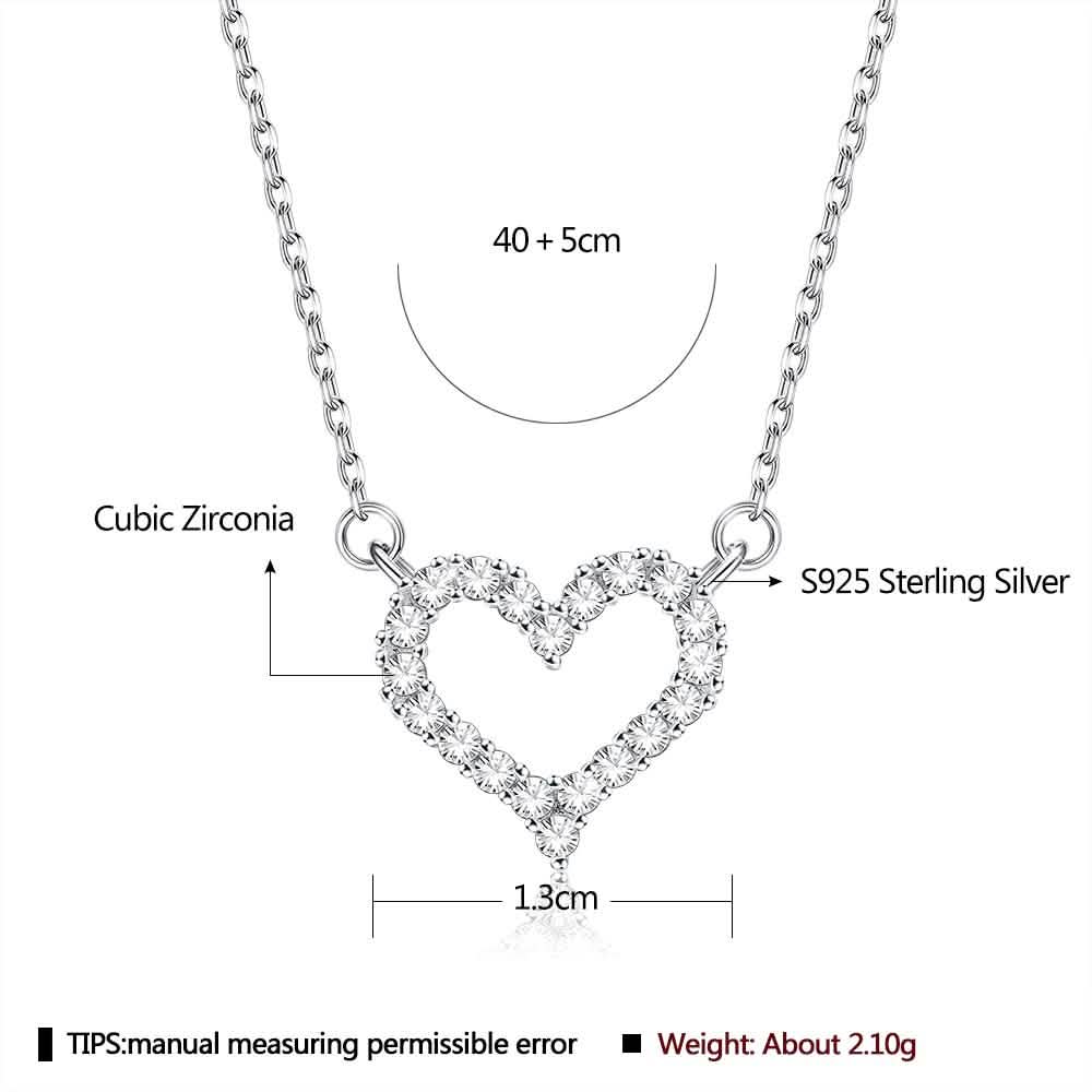 Heart-Shape 925 Sterling Silver Pendant Necklace DailySale