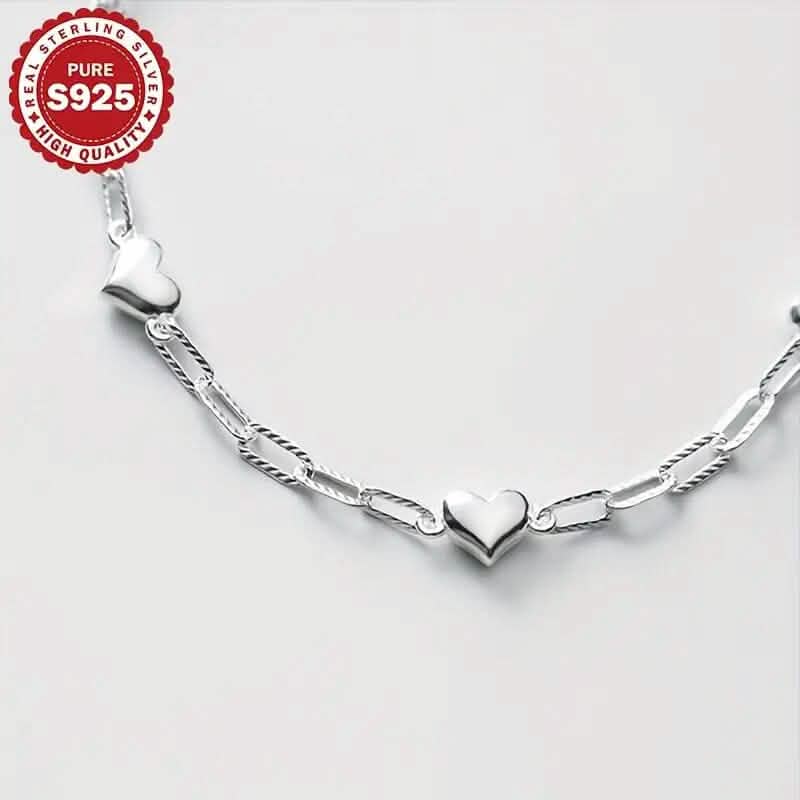 Heart-Shaped S925 Silver Bracelet DailySale