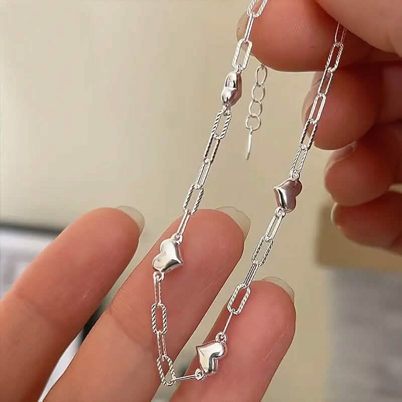 Heart-Shaped S925 Silver Bracelet DailySale