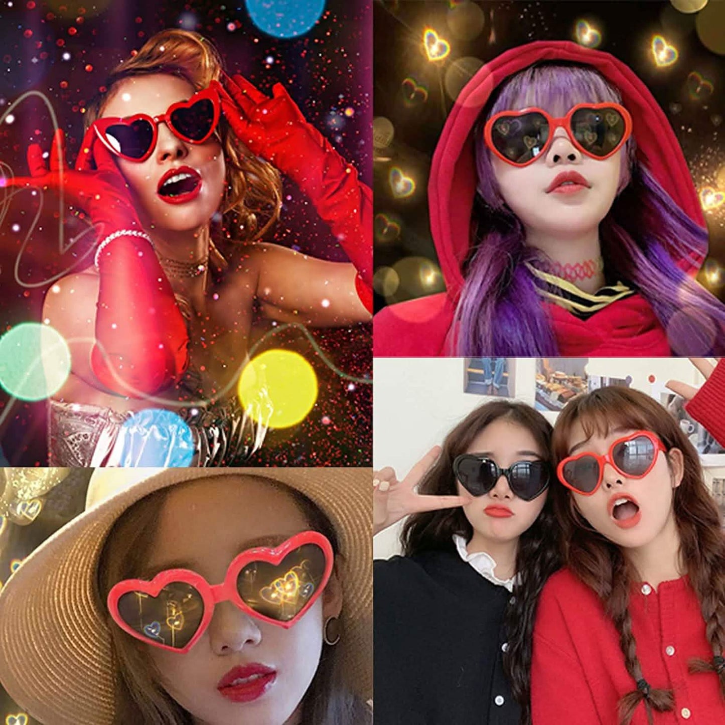 Heart Shaped Sunglasses EDM Festival Light Changing Eyewear Heart Effect DailySale