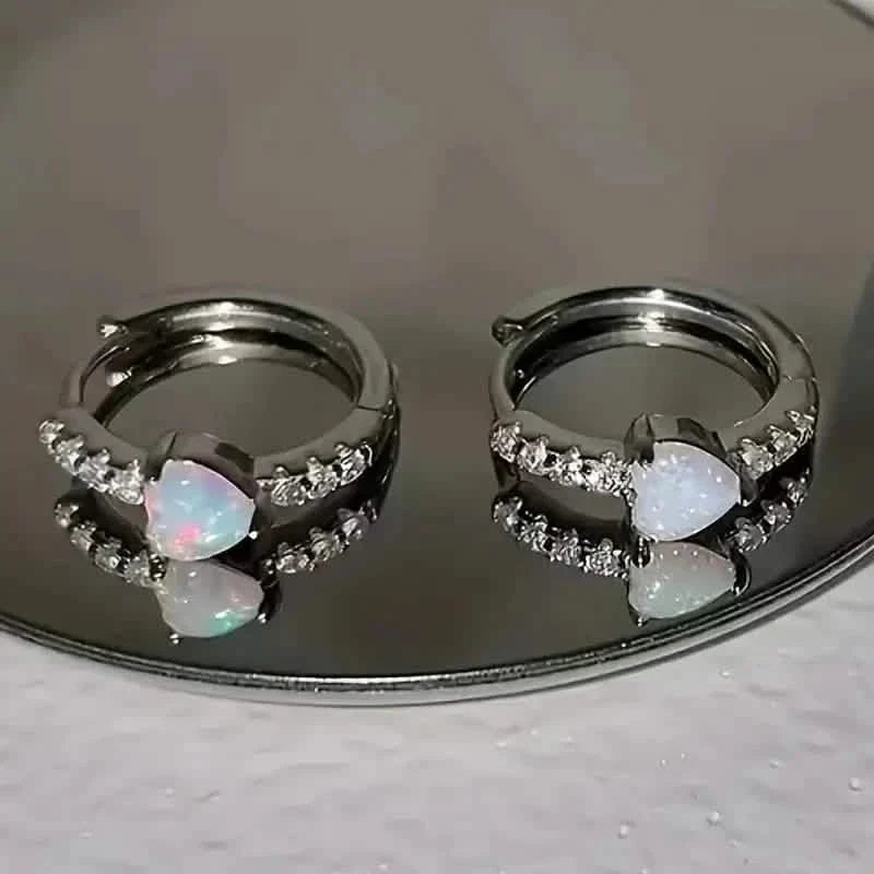 Heart-shaped Synthetic Zirconia Hoop Earrings DailySale