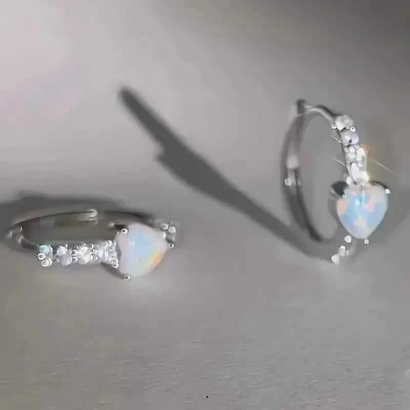 Heart-shaped Synthetic Zirconia Hoop Earrings DailySale