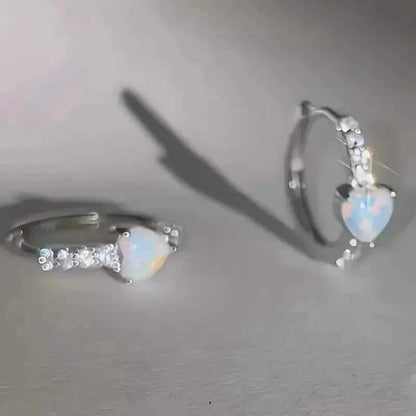 Heart-shaped Synthetic Zirconia Hoop Earrings DailySale