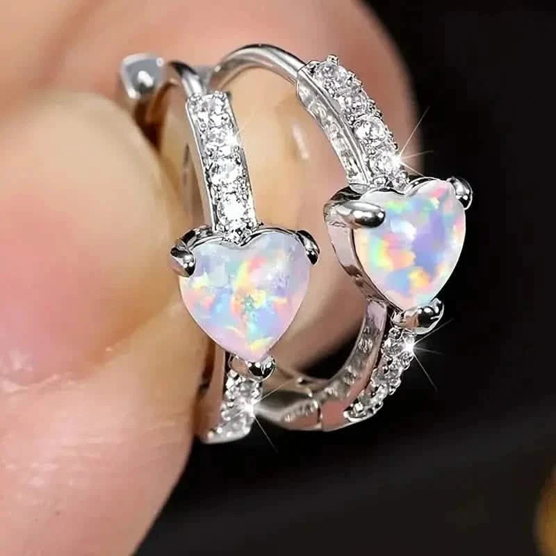 Heart-shaped Synthetic Zirconia Hoop Earrings DailySale