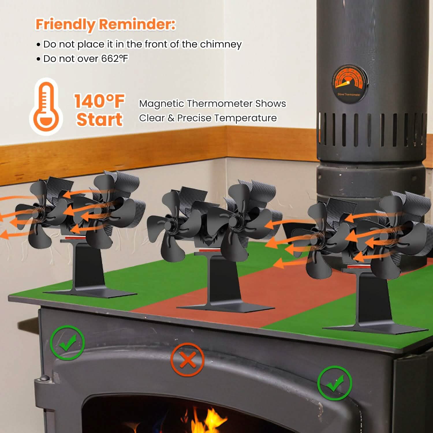 Heat Powered Wood Stove Fan DailySale