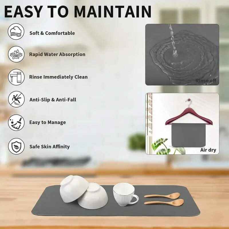 Heat Resistant Drainer Mat with Non-Slip Rubber Back DailySale