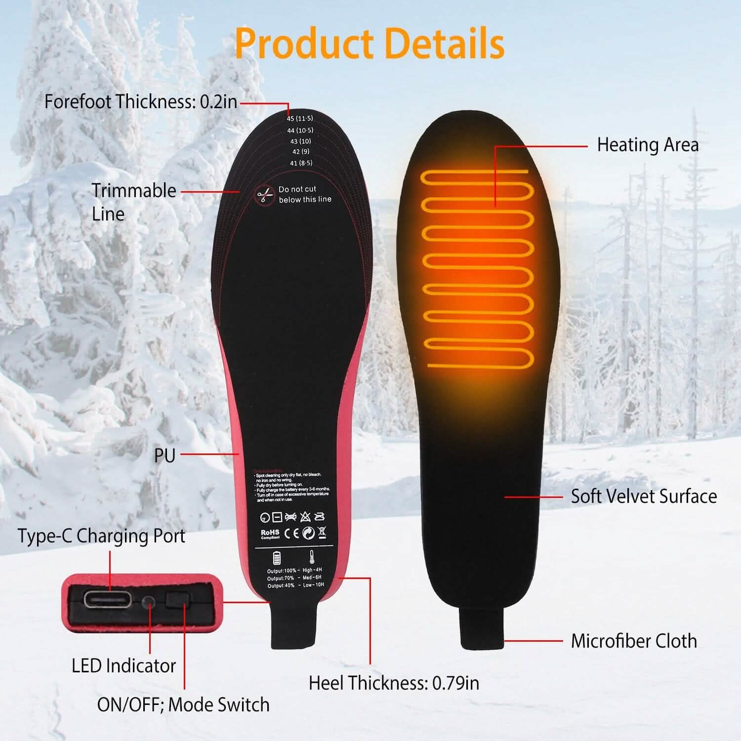 Heated Insoles Electric Heated Foot Warmer DailySale