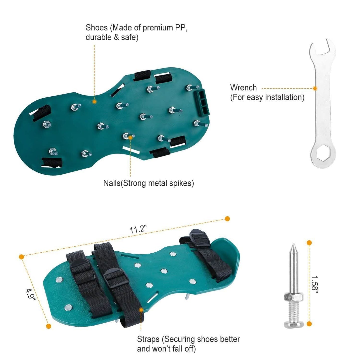 Heavy Duty Lawn Aerator Shoes with Adjustable Straps DailySale