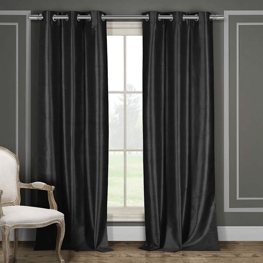 Heavy Faux-Silk Double-Layered Blackout Thermal Panel Pair - Assorted Colors DailySale
