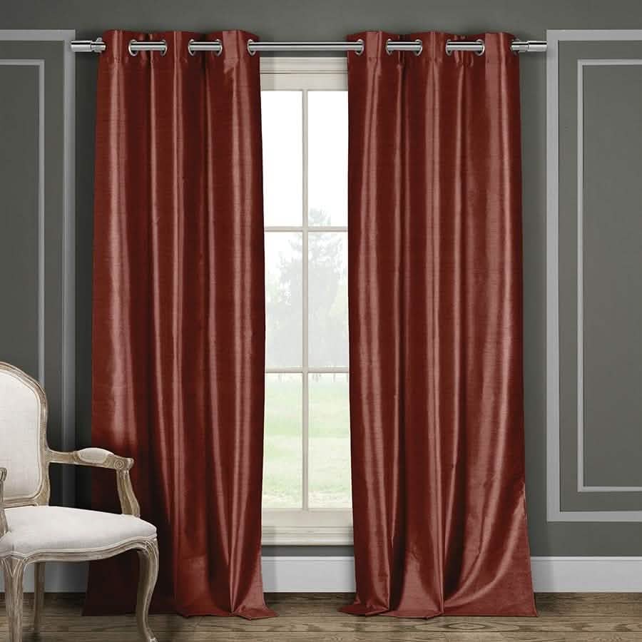 Heavy Faux-Silk Double-Layered Blackout Thermal Panel Pair - Assorted Colors DailySale