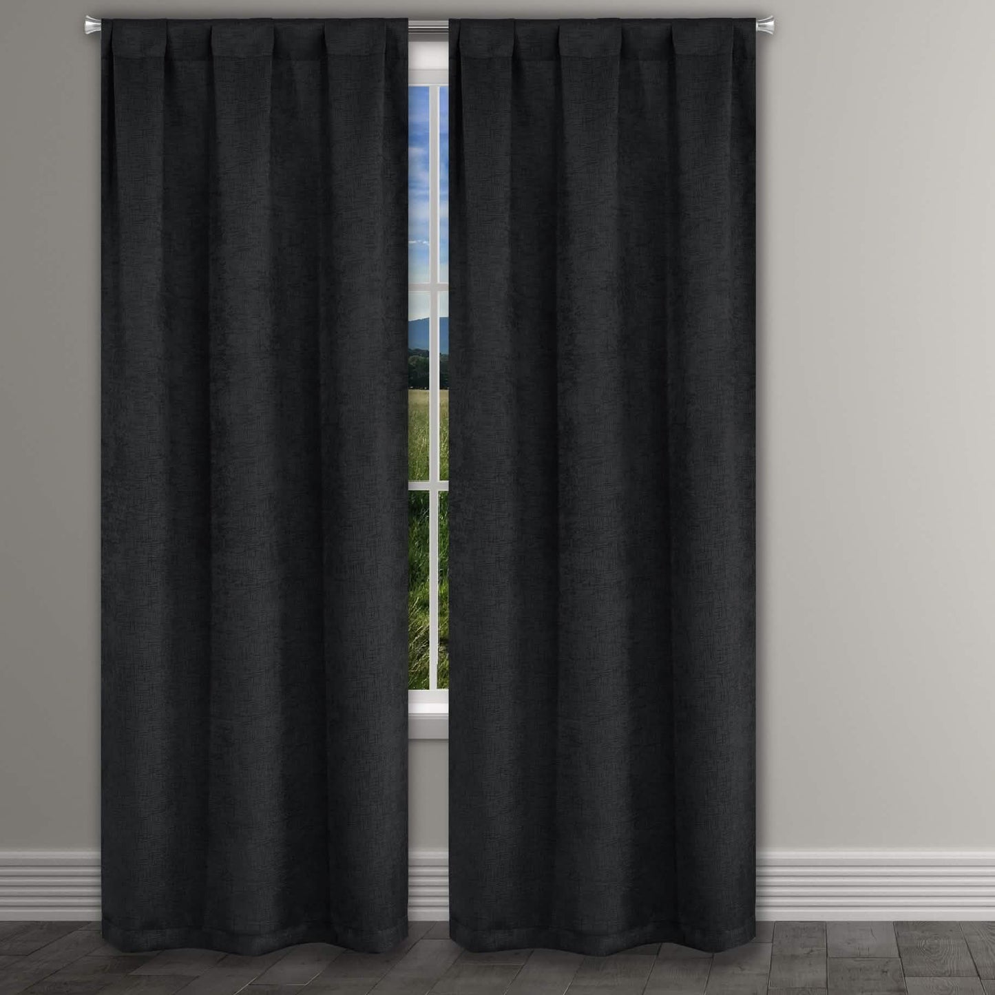 Heavy Suede Embossed Textured Blackout Thermal Window Curtain Pair Panel DailySale