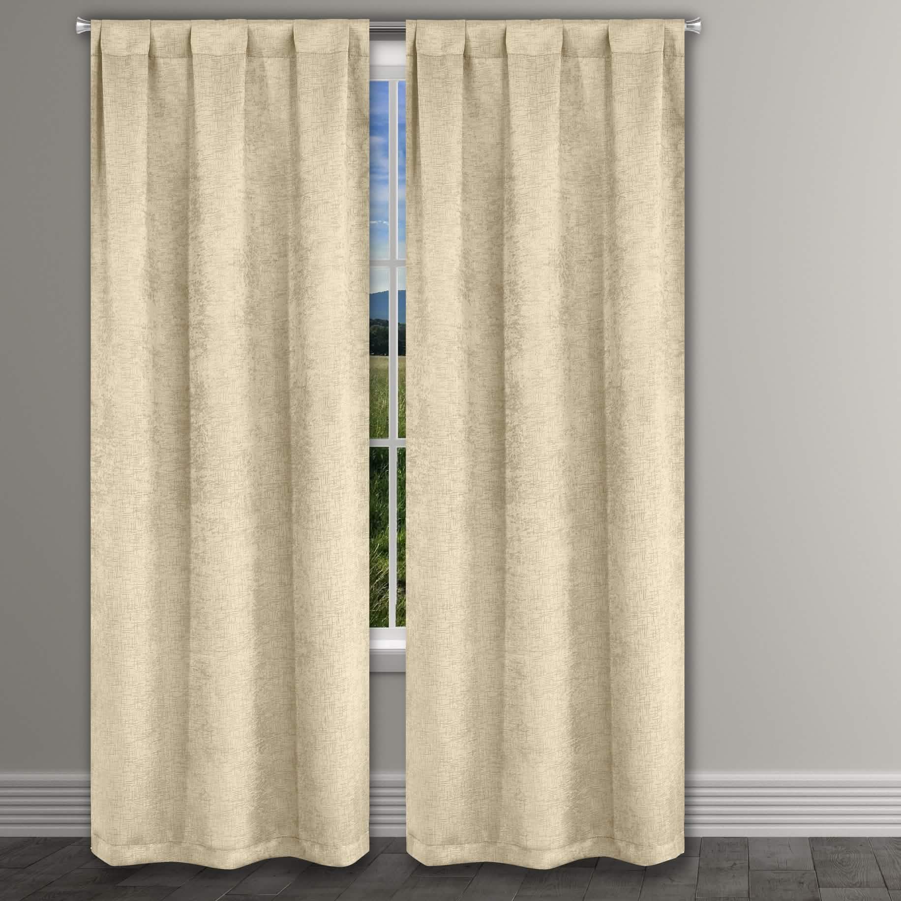 Heavy Suede Embossed Textured Blackout Thermal Window Curtain Pair Panel DailySale