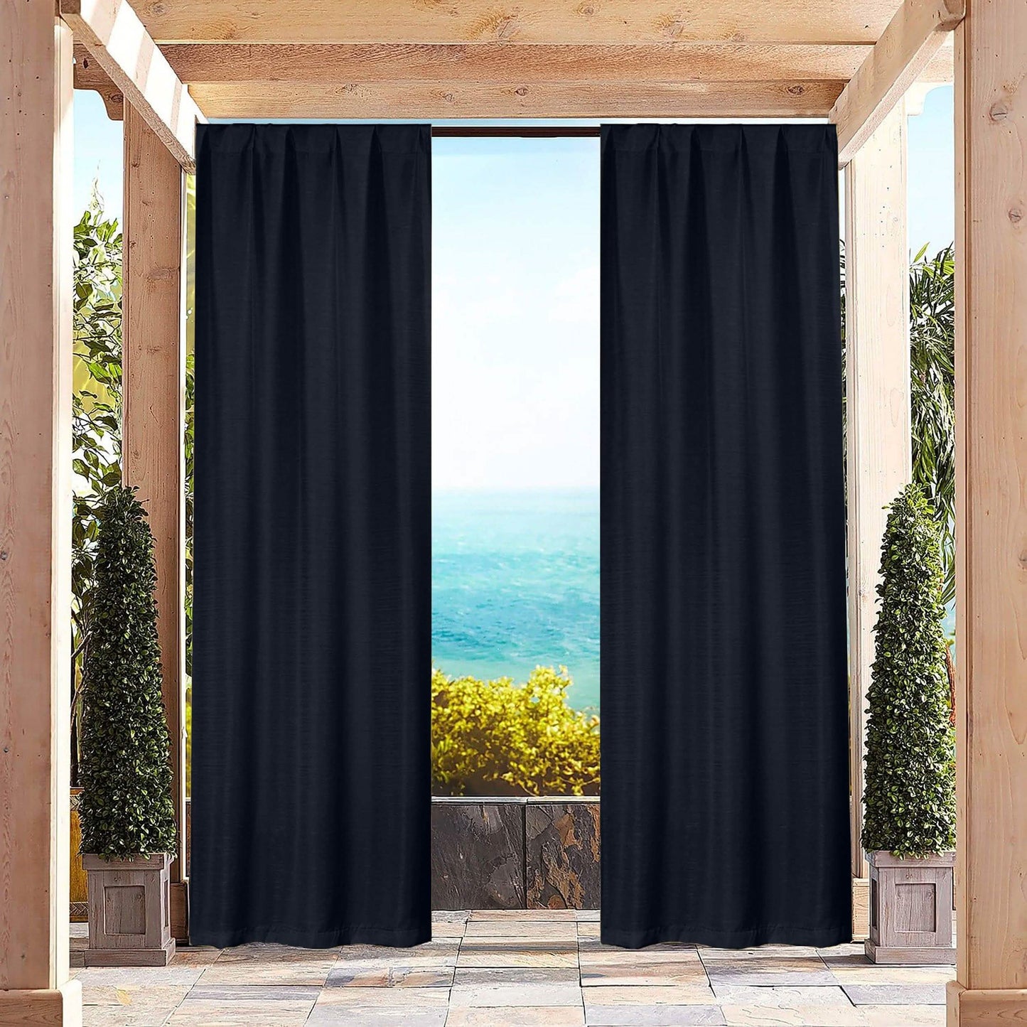Heavy-Textured Indoor-Outdoor Blackout Curtains Pair Panel DailySale