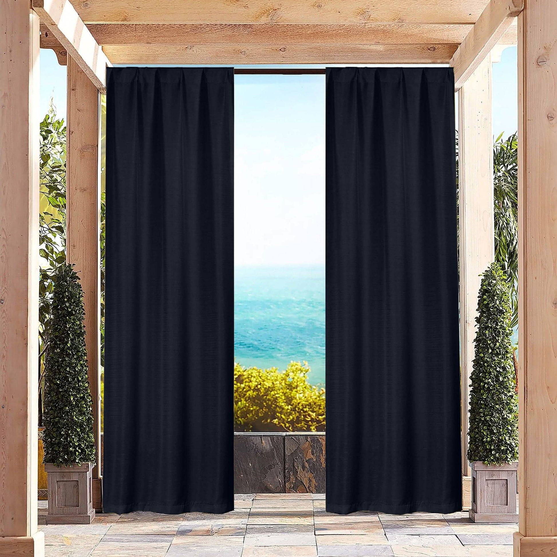 Heavy-Textured Indoor-Outdoor Blackout Curtains Pair Panel DailySale