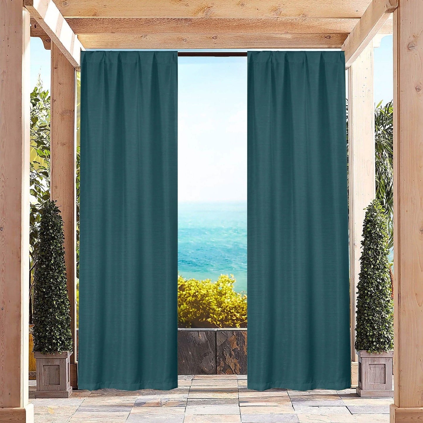 Heavy-Textured Indoor-Outdoor Blackout Curtains Pair Panel DailySale