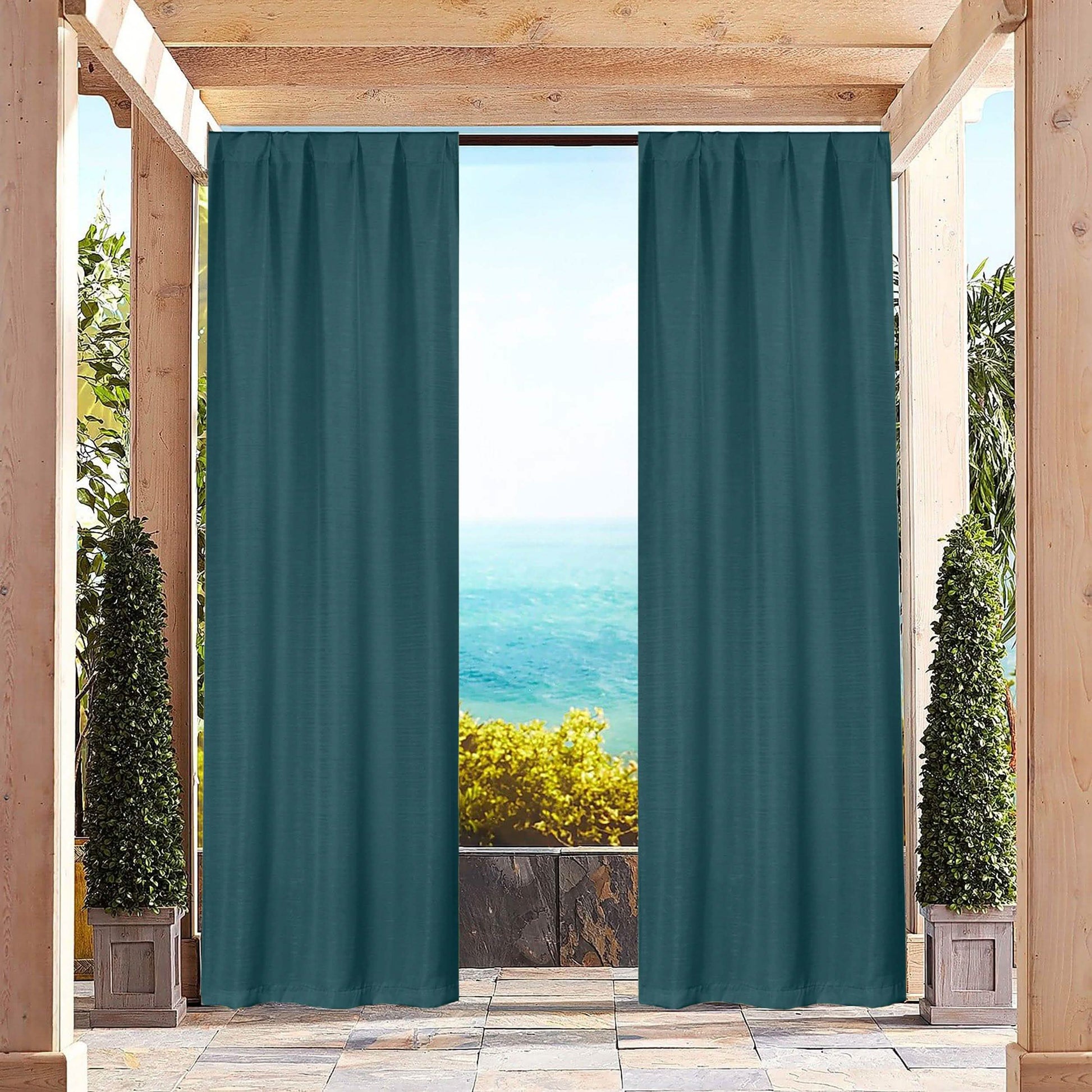 Heavy-Textured Indoor-Outdoor Blackout Curtains Pair Panel DailySale