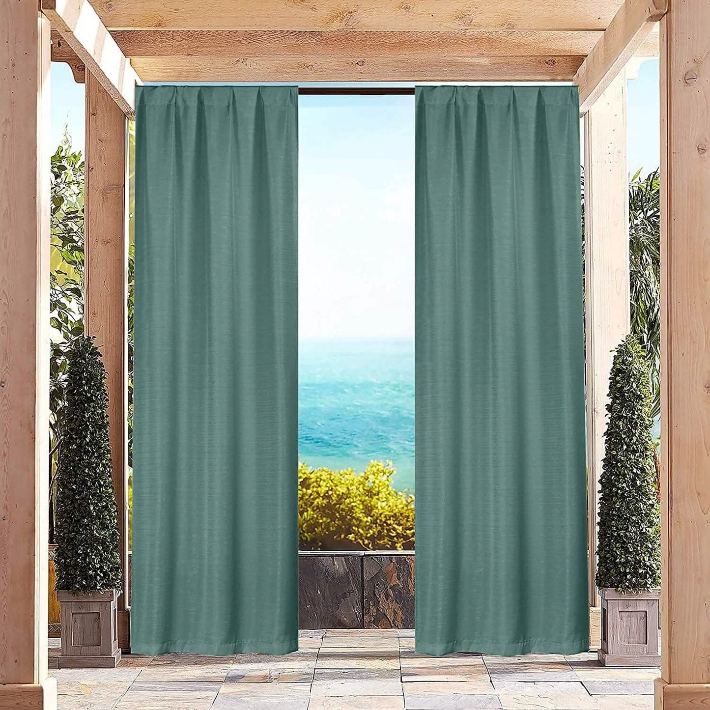 Heavy-Textured Indoor-Outdoor Blackout Curtains Pair Panel DailySale