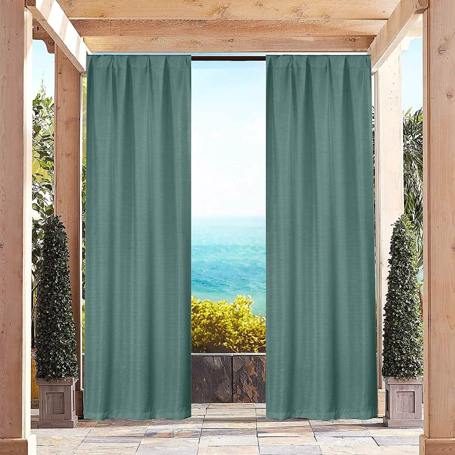 Heavy-Textured Indoor-Outdoor Blackout Curtains Pair Panel DailySale
