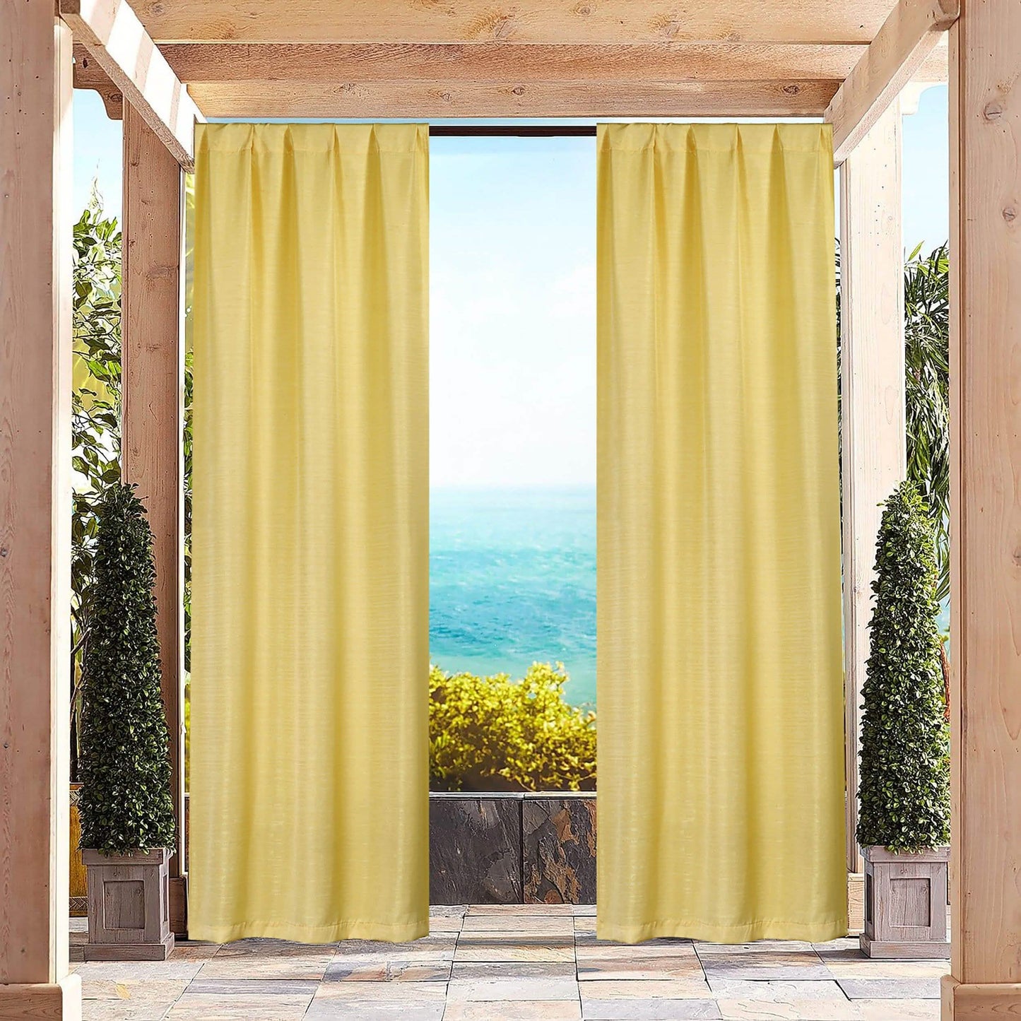 Heavy-Textured Indoor-Outdoor Blackout Curtains Pair Panel DailySale
