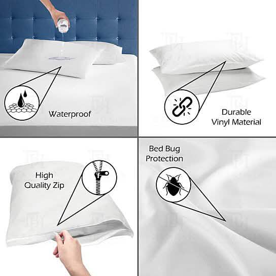 Heavyweight Zippered Waterproof Bed Bug Vinyl Pillow Covers DailySale