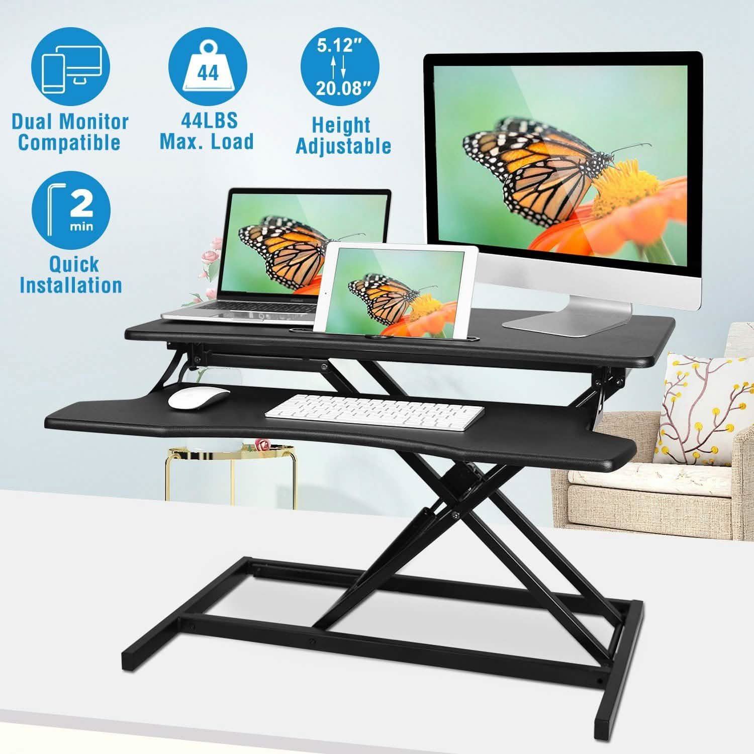 Height Adjustable Standing Desk Converter Workstation DailySale