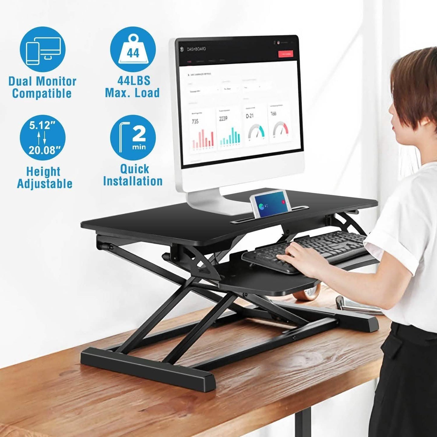 Height Adjustable Standing Desk Converter Workstation DailySale