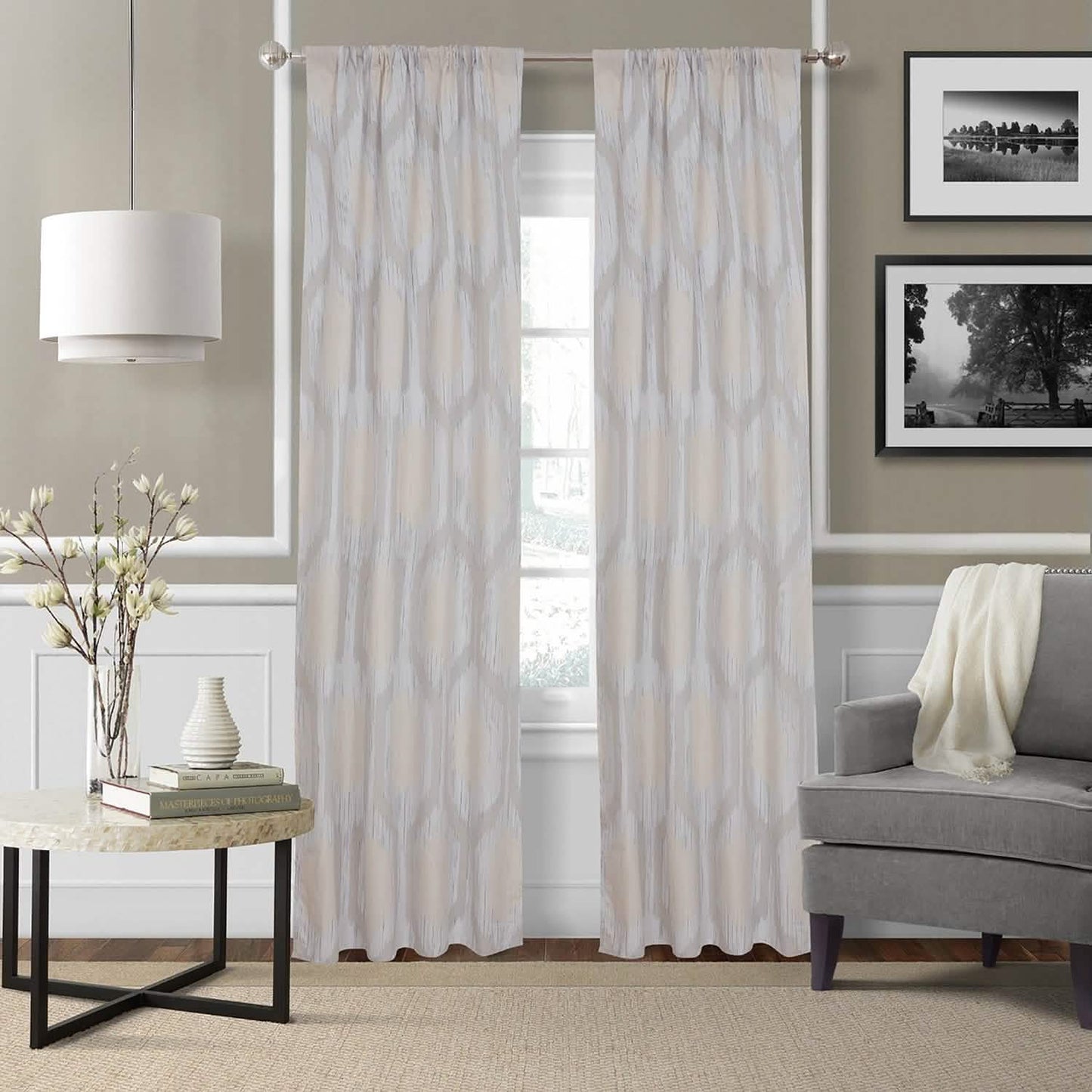 2-Piece Set: Hexagon Strié Window Curtain Panel Pair DailySale