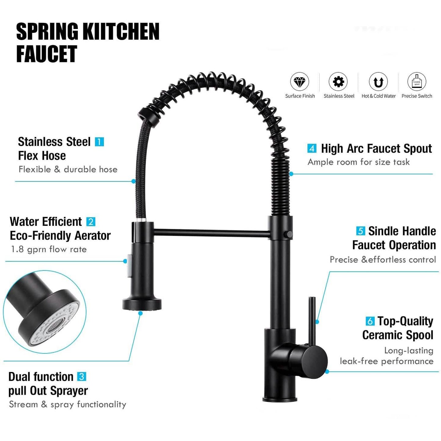 High Arc Spring Kitchen Sink Faucet DailySale