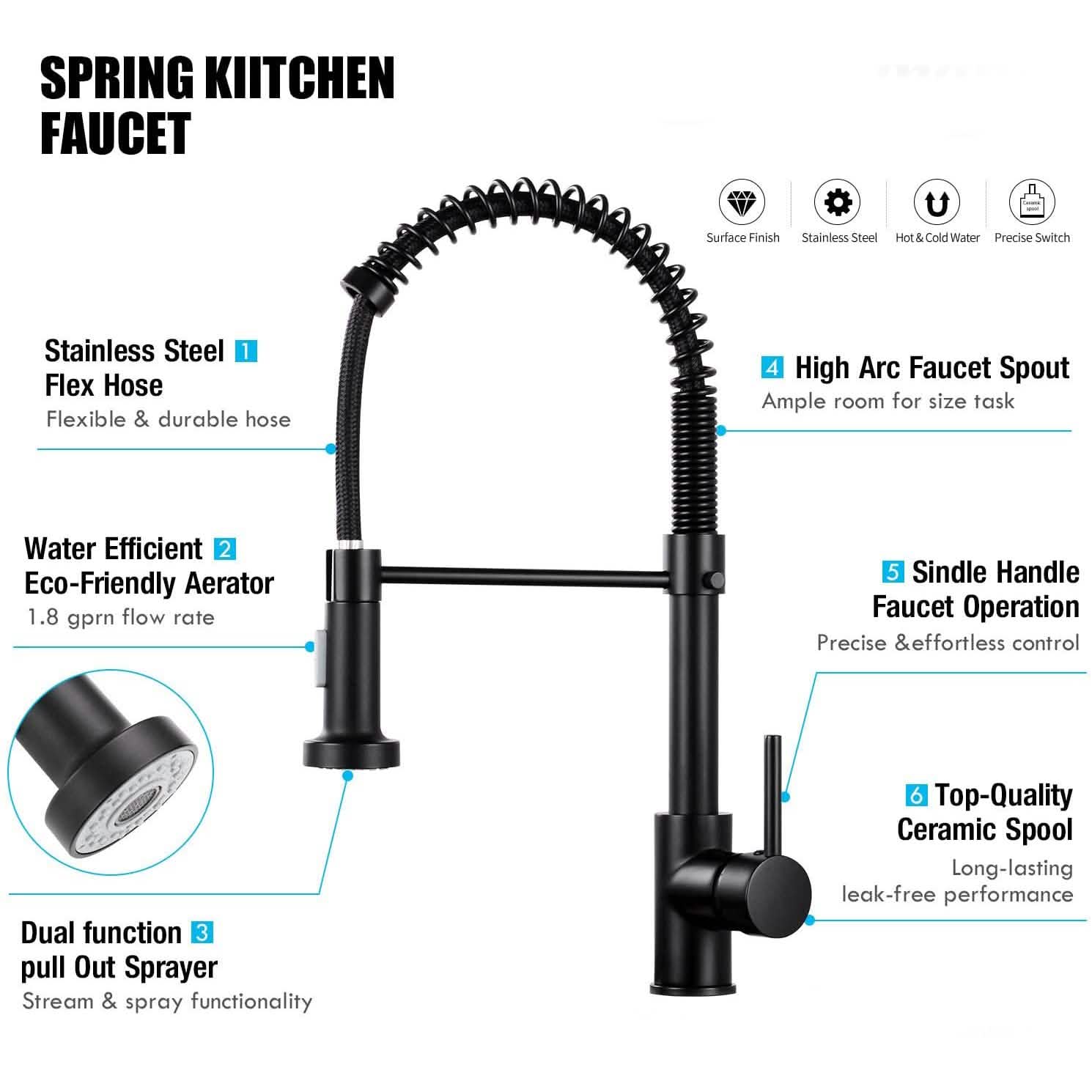 High Arc Spring Kitchen Sink Faucet DailySale