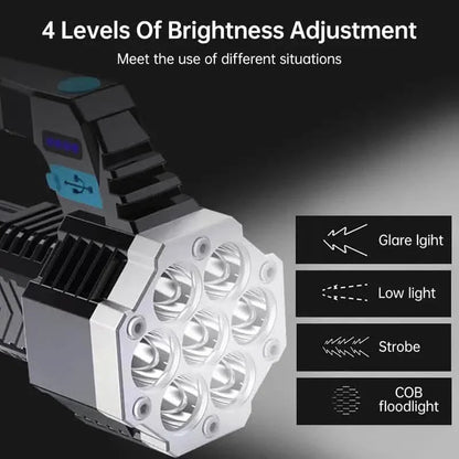 COB 7 LED Handheld Flashlight - Rechargeable, Portable, and Water-Resistant with USB Charging DailySale