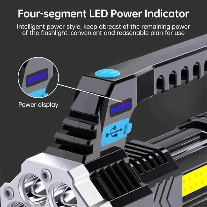 COB 7 LED Handheld Flashlight - Rechargeable, Portable, and Water-Resistant with USB Charging DailySale
